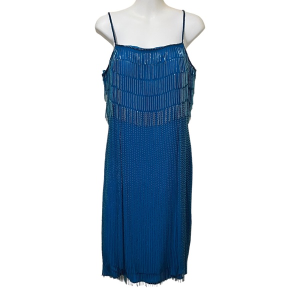 Vintage NWT Alyce Designs Blue Beaded Dress - Picture 1 of 16